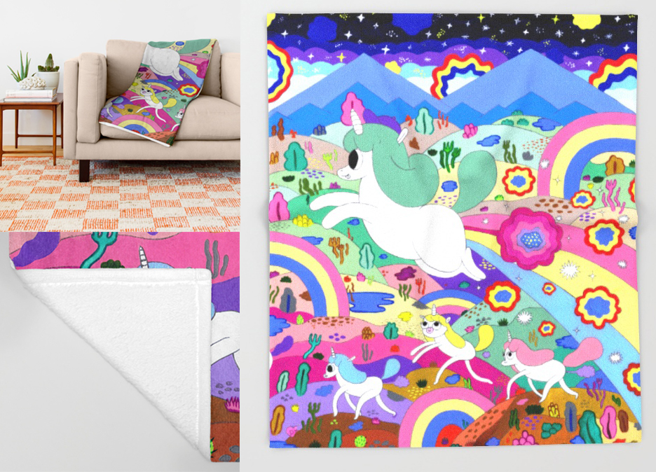 gary-the-farting-unicorn-throw-blankets